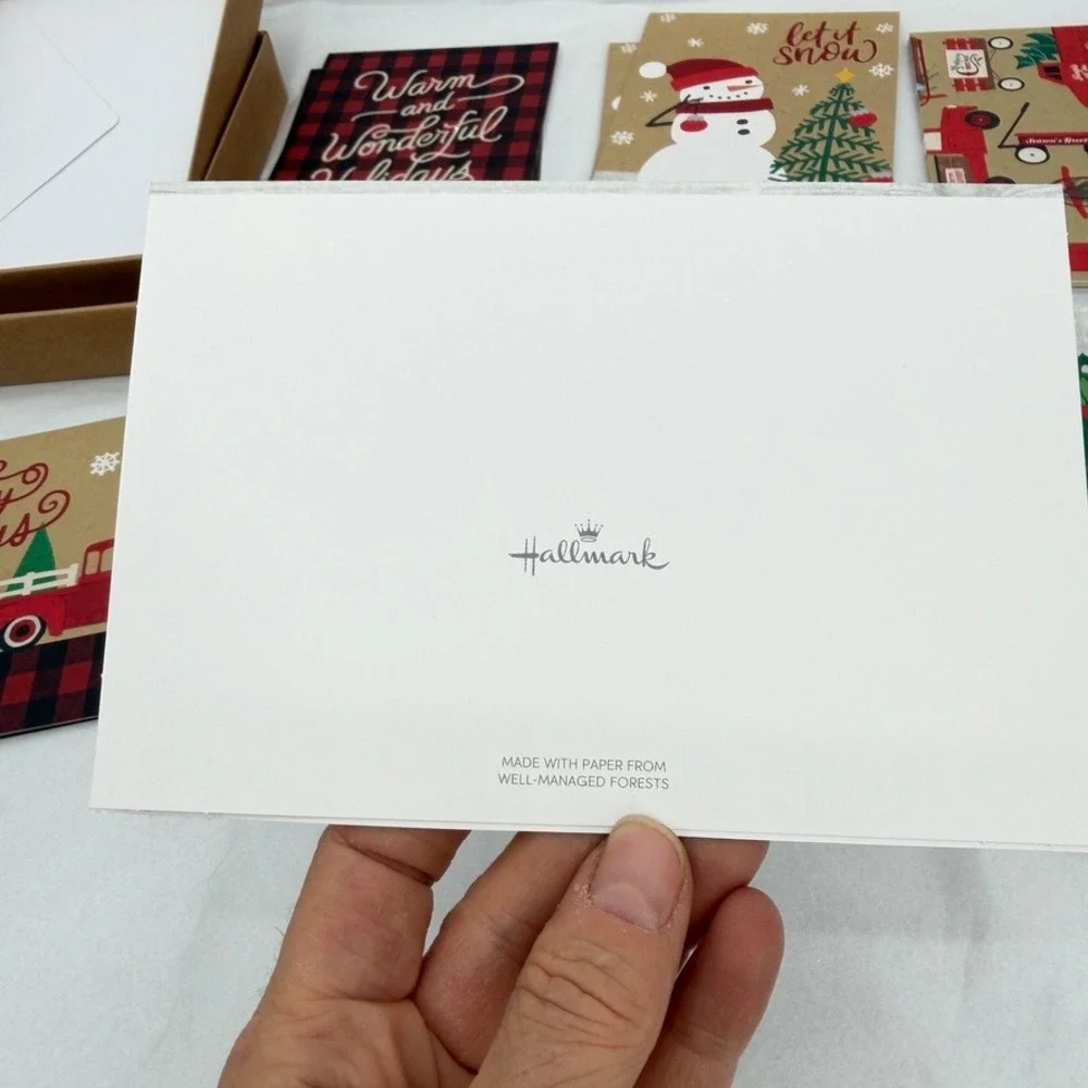 Hallmark Christmas Greeting Cards Buffalo Plaid Rustic Farmhouse Stationery Set